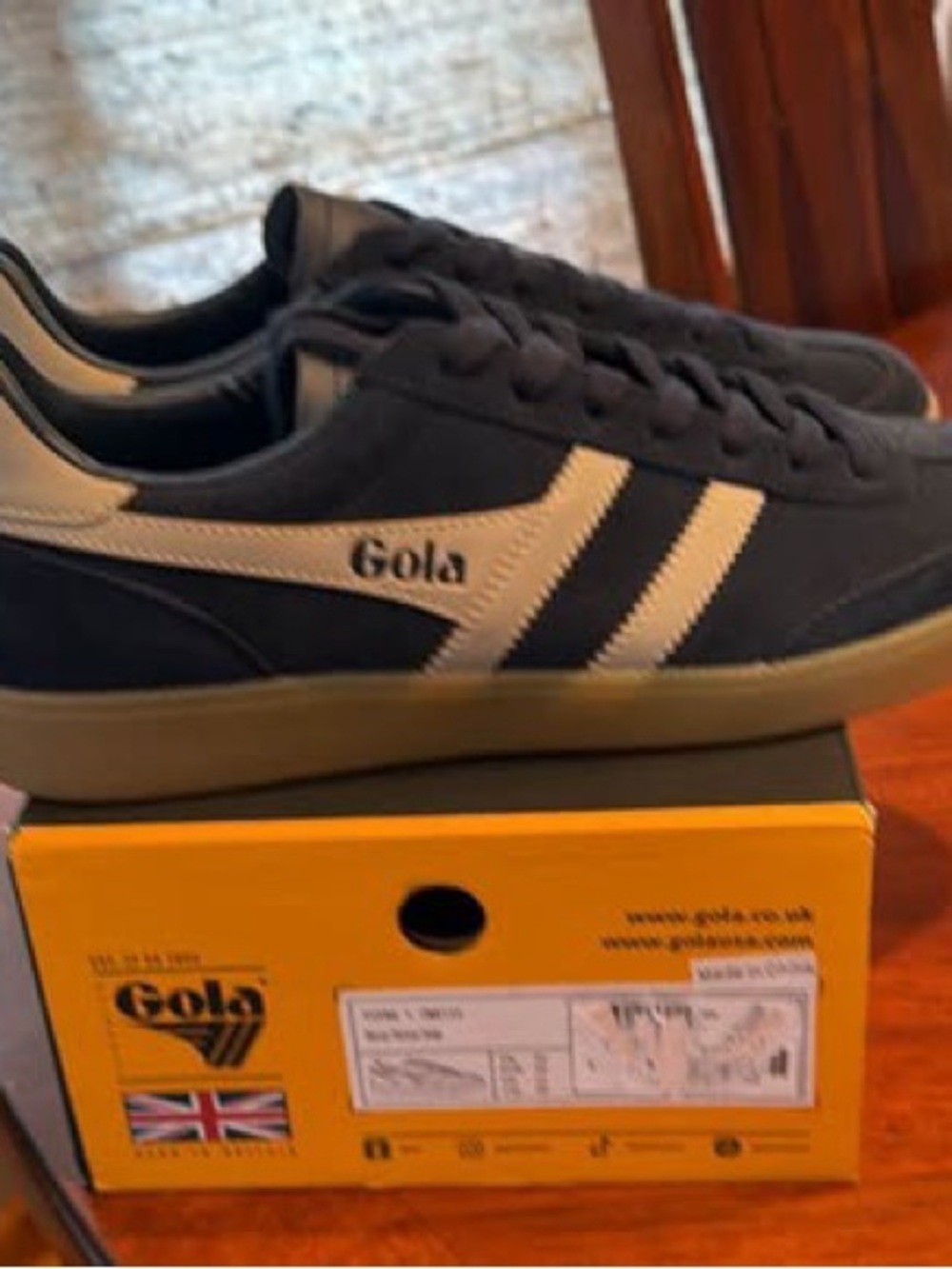 Gola Navy and Tan Low-Top Suede Trainers
